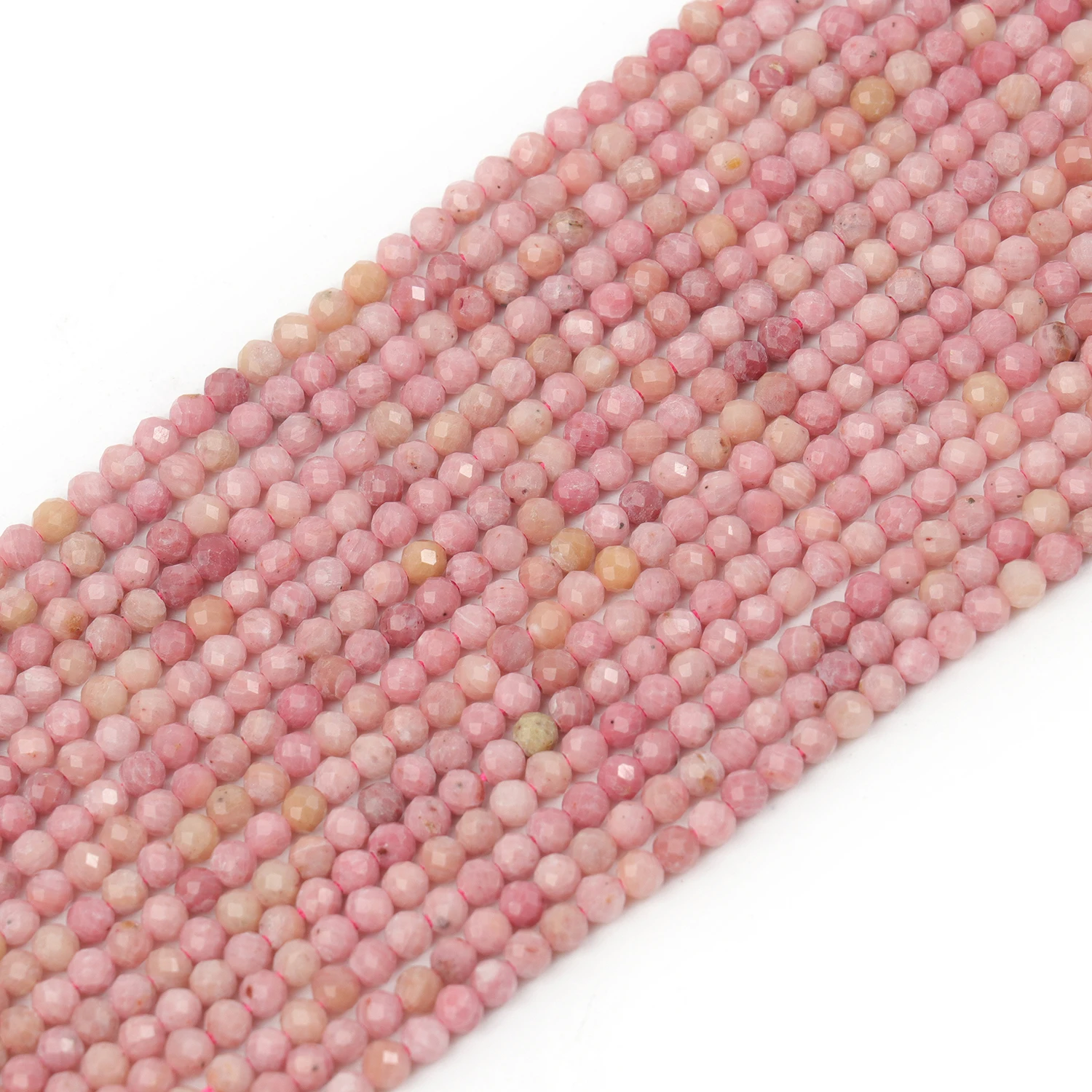 Großhandel Facettierte 2 3 4mm Naturstein Rosa Rhodonit Perlen Runde Kleine Lose Perlen für Schmuckherstellung DIY Armbänder Halsketten – Detail 2