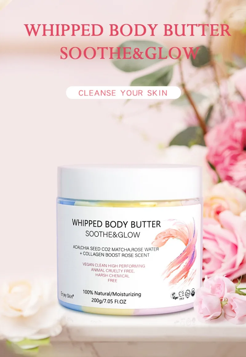 Beauty Whipped Body Butter Helps Hydrate Soothe Plump Dry Skin Glow Body Scrubs for Women Exfoliation Softening and Brightening