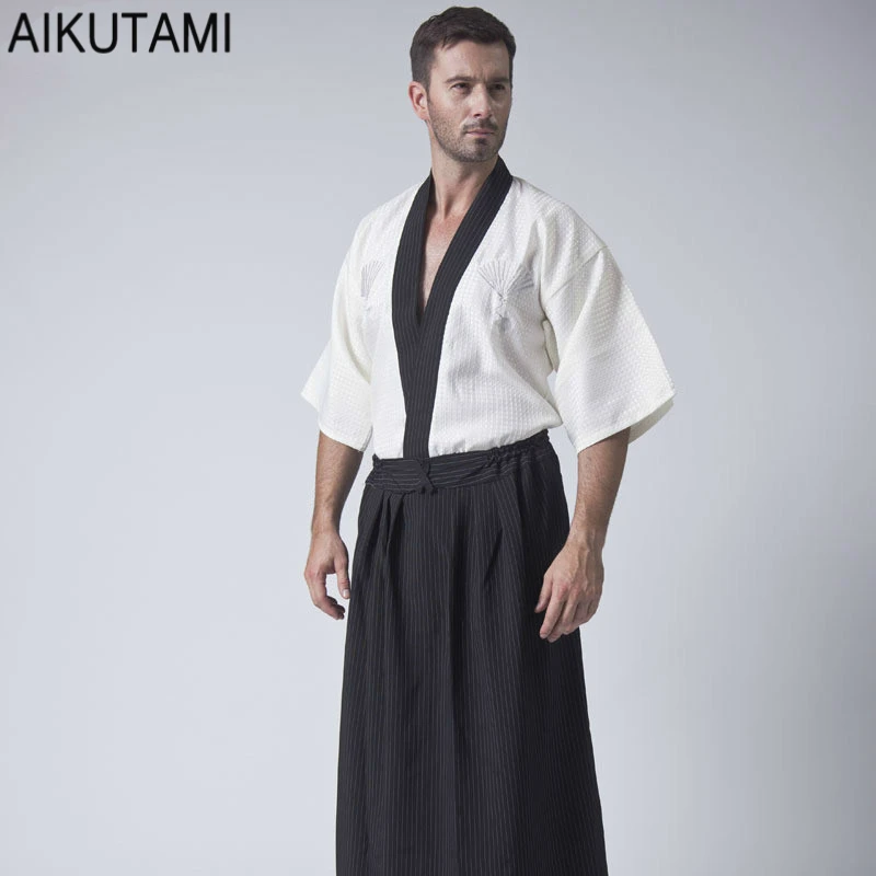 Wushu mundury japońskie tradycyjne ubrania samurajskie luźne Ninja Gongfu przebranie na karnawał Hakama jiu jitsu Aikido Hakama