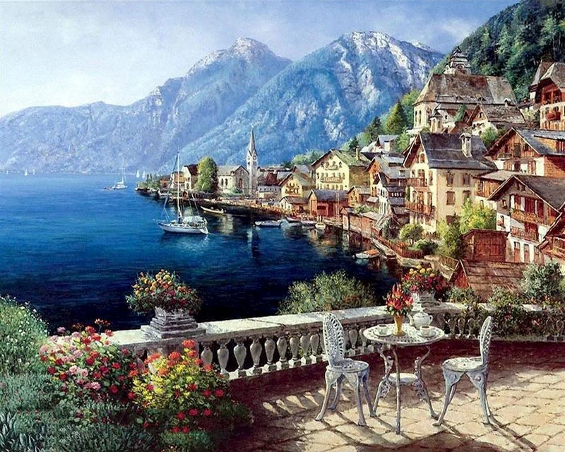 GATYZTORY 60x75cm Malerei durch Zahlen FARBE KIT Bild Farbe Meer Landschaft Acryl Farbe Personalisierte Geschenk Kunstwerk