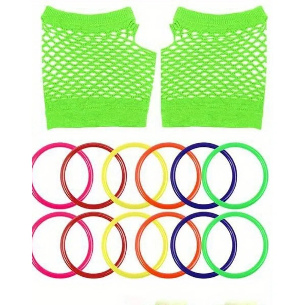 PESENAR 80s Accessories for Women, Women's 80s Outfit Costume with Neon Headband, Leg Warmers for Women Girls 80s Party