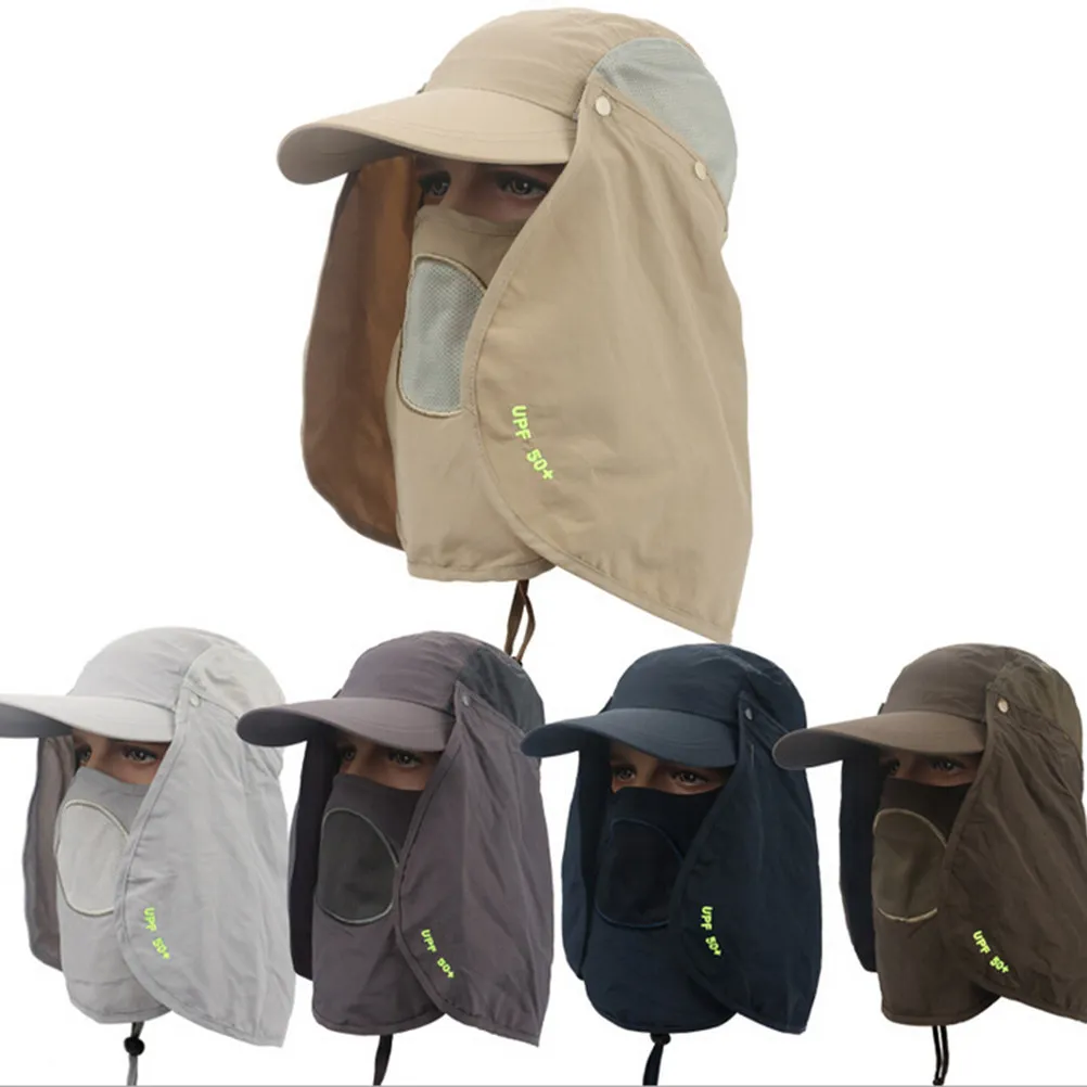 Hats Outdoor Flap Cap with Sun Shield and Mask Multifunctional UV 50+ Protection