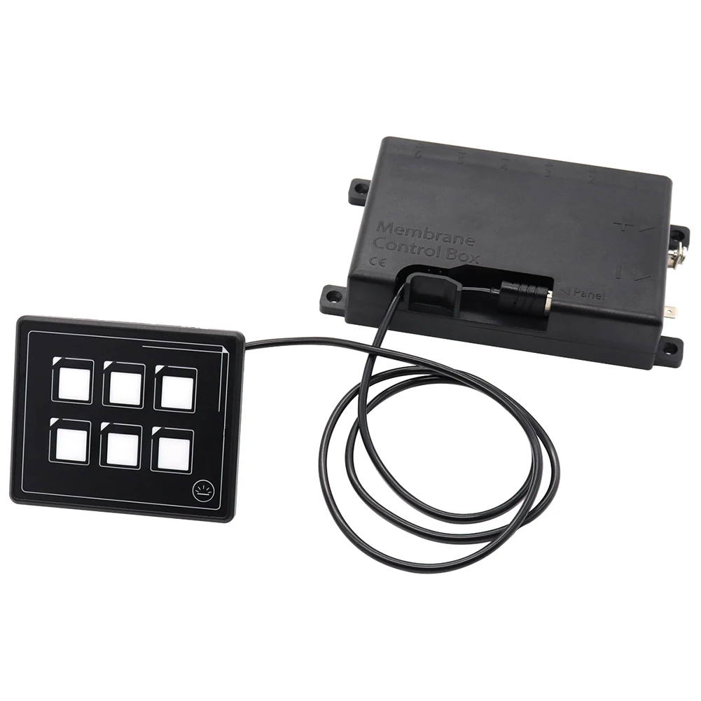 Painel de interruptor de 6 gang rv, display de luz led, carro, barco, botão de pressão, painel dc 11v-30v, kit de caixa de painel, acessório eletrônico de carro