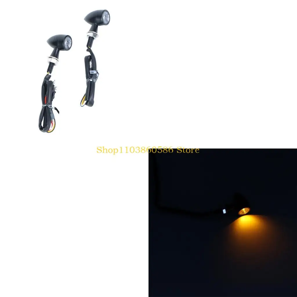 242A Motorcycle LED Turn Signals Round with High Visibility Strong Metal Housing Weatherproof for Various Bike Models