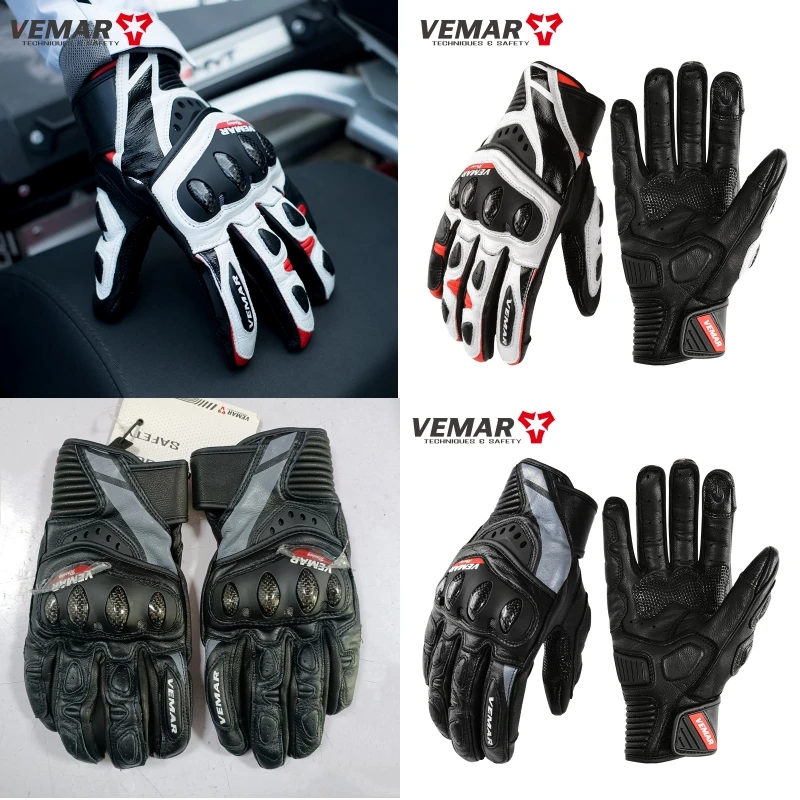 

Мотоциклетные кожаные перчатки с полным пальцем, мужские и женские универсальные защитные перчатки из углеродного волокна, противоскользящие перчатки для верховой езды с сенсорным экраном