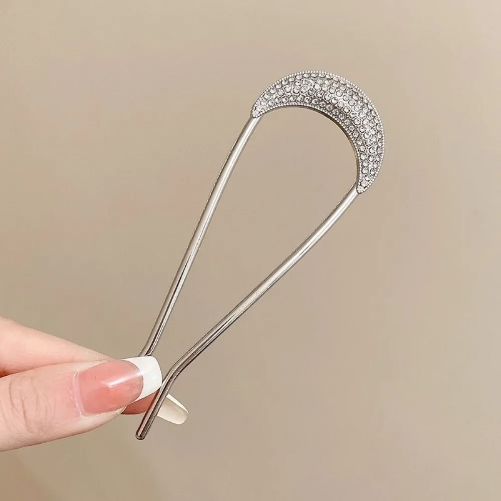 1/2pcs U-Shaped Crystal Hairpins Hair Clips for Women Elegant Rhinestone Metal Forks Vintage Styling Pin Styling Tools Gift view 6