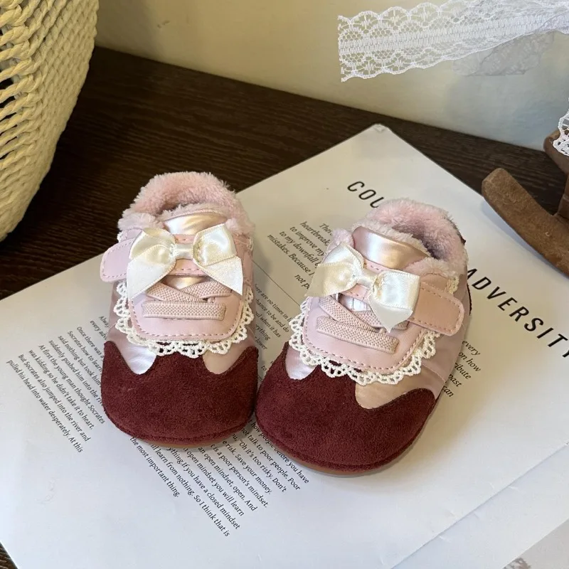 Winter Toddler Shoes for Girls Boys Fleece Lined Soft Sole Infant First Walkers Warm Booties Unisex Non Slip 0-2 Years​