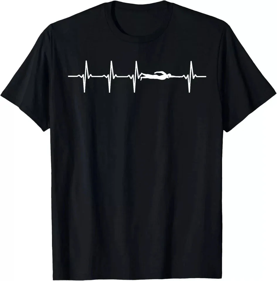 Camiseta de regalo con diseño de latido del corazón para nadadores, camiseta cómoda unisex