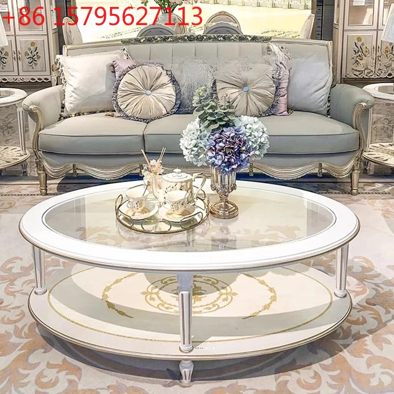 

French light luxury solid wood carving flower leather single three-person sofa modern fabric sofa combination new product