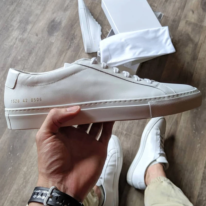 

Soft Bot Leather Sneakers Men's Flat Bot Anti-Slip Women's Versatile Casual Couple's Lace-Up Comfortable Wear-Resistant