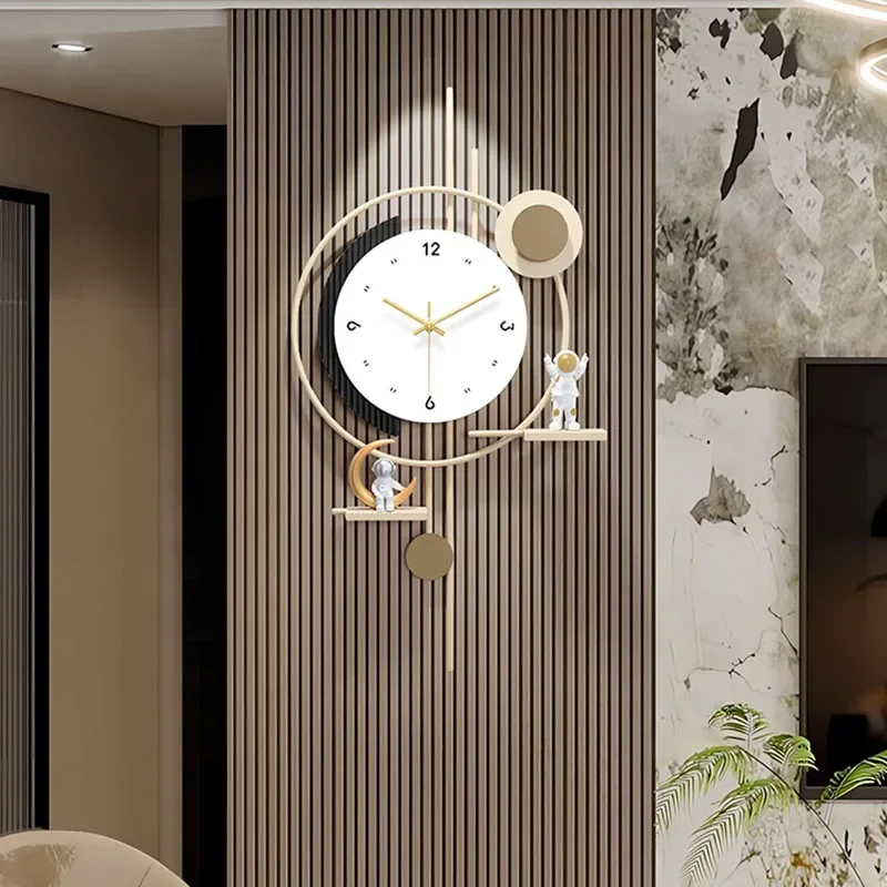 Luxury Modern Wall Clock for TV Background Wall Large Artistic Silent Quartz Clock Creative Focal Point Decor for Living Room