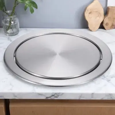 

Built-in Flap Garbage Can Cover Recessed Countertop Trash Bin Auto Open Lid Round Top for Kitchen Waste Management