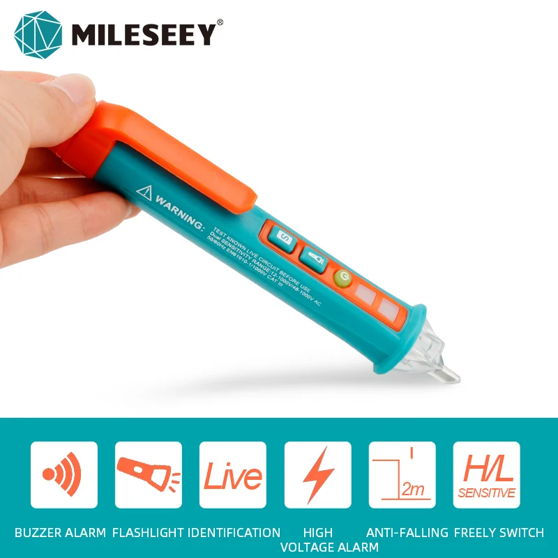 

MILESEEY 12-1000V Voltage Indicator MC8066 Non-contact AC voltage Tester Smart Tester Pen