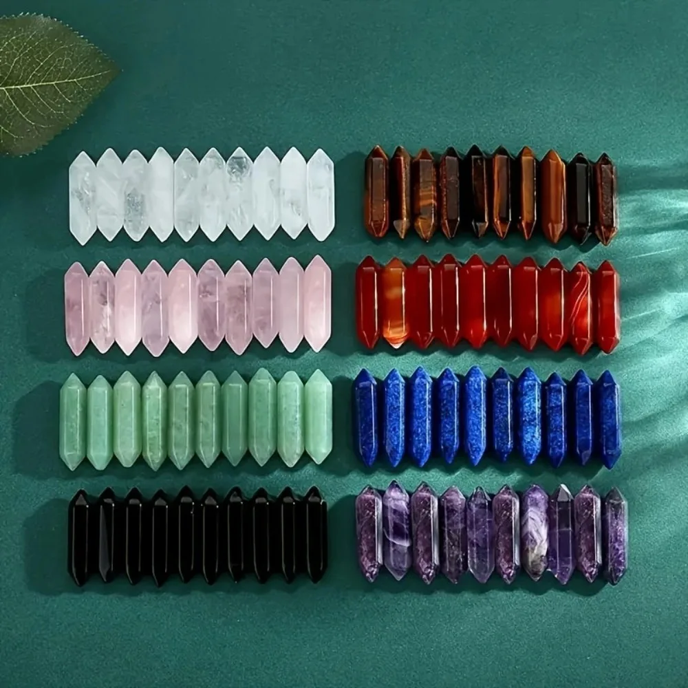 

Natural Crystal Double Terminated Points, Healing Stone Wands for Jewelry Making