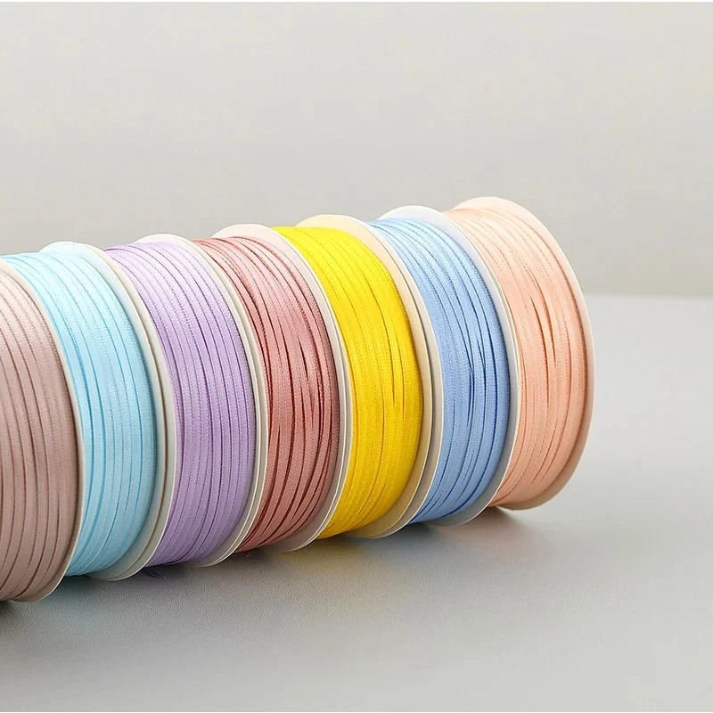 2MM Thin Ribbon Balloon 1 Volume Colorful Rope Ribbon Double-Sided Ribbon Decoration DIY Packaging Hair Accessories Wholesale