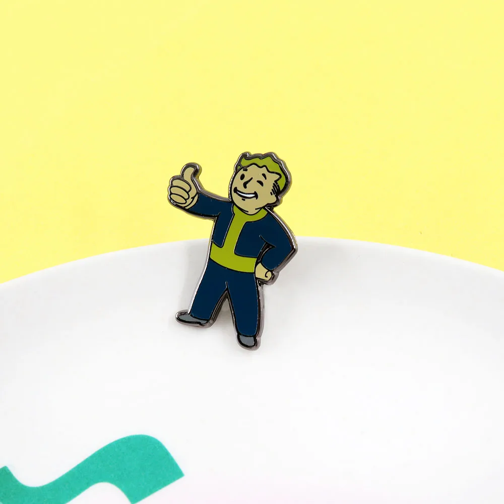 Vault Boy Badge Anime Game Character Peripheral Brooch Personalized Jewelry Enamel Pins Classic Posture Pattern Metal Pin Gift view 5