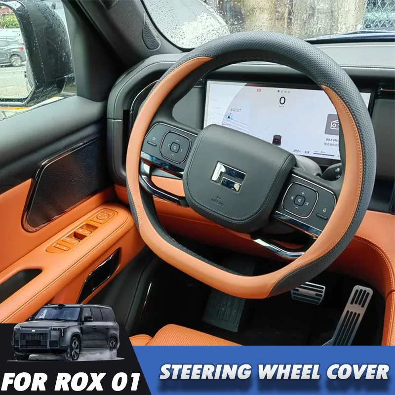 Genuine Leather Steering Wheel Cover for Polestones 01 ROX 01 2023 Custom Interior Modification Four Season Car Accessories