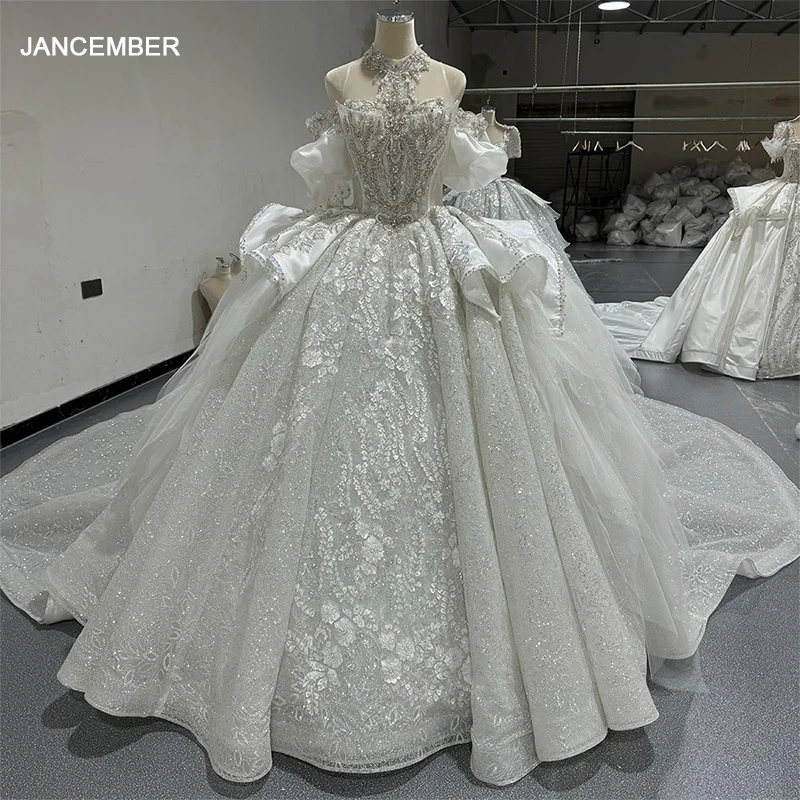 

Jancember Elegant Wedding Dresse For Women Surface Backless Appliques Bridal Gowns Mopping Length Princess vestidos de novia