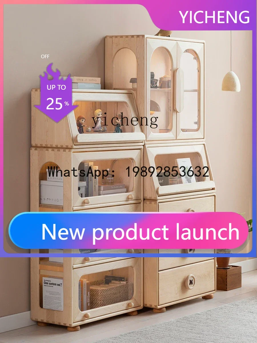 

LYY Детский комбинированный книжный шкаф, стеллаж для хранения, штабелируемый шкаф из массива дерева, жесткий клен