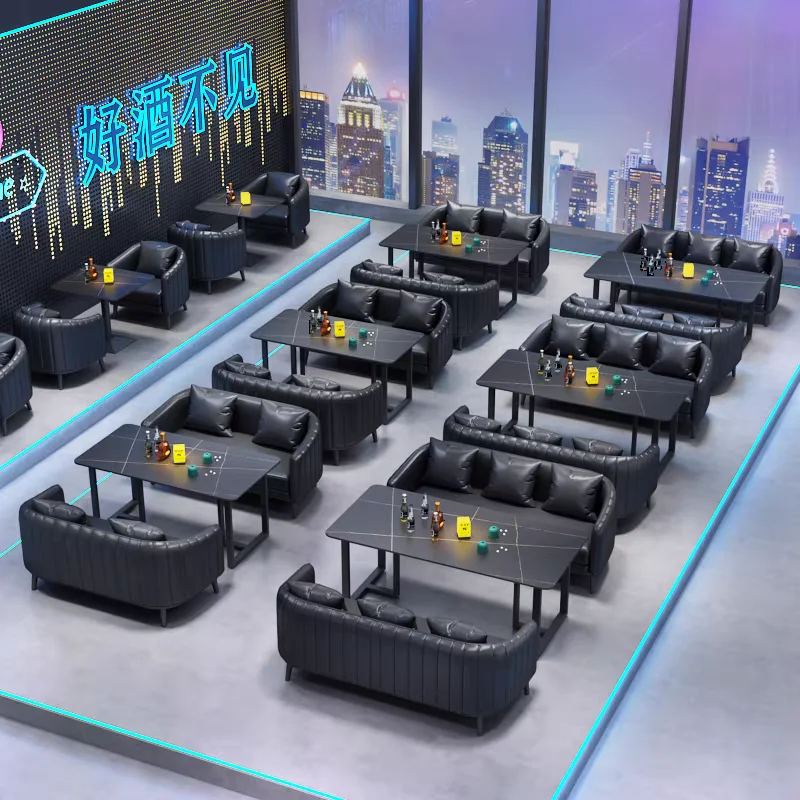 Modern Factory Wholesale Restaurant Furniture Pu Leather Booth Sofa Set Cafe Dining Table Chair Set Bar Club Booth Sofa