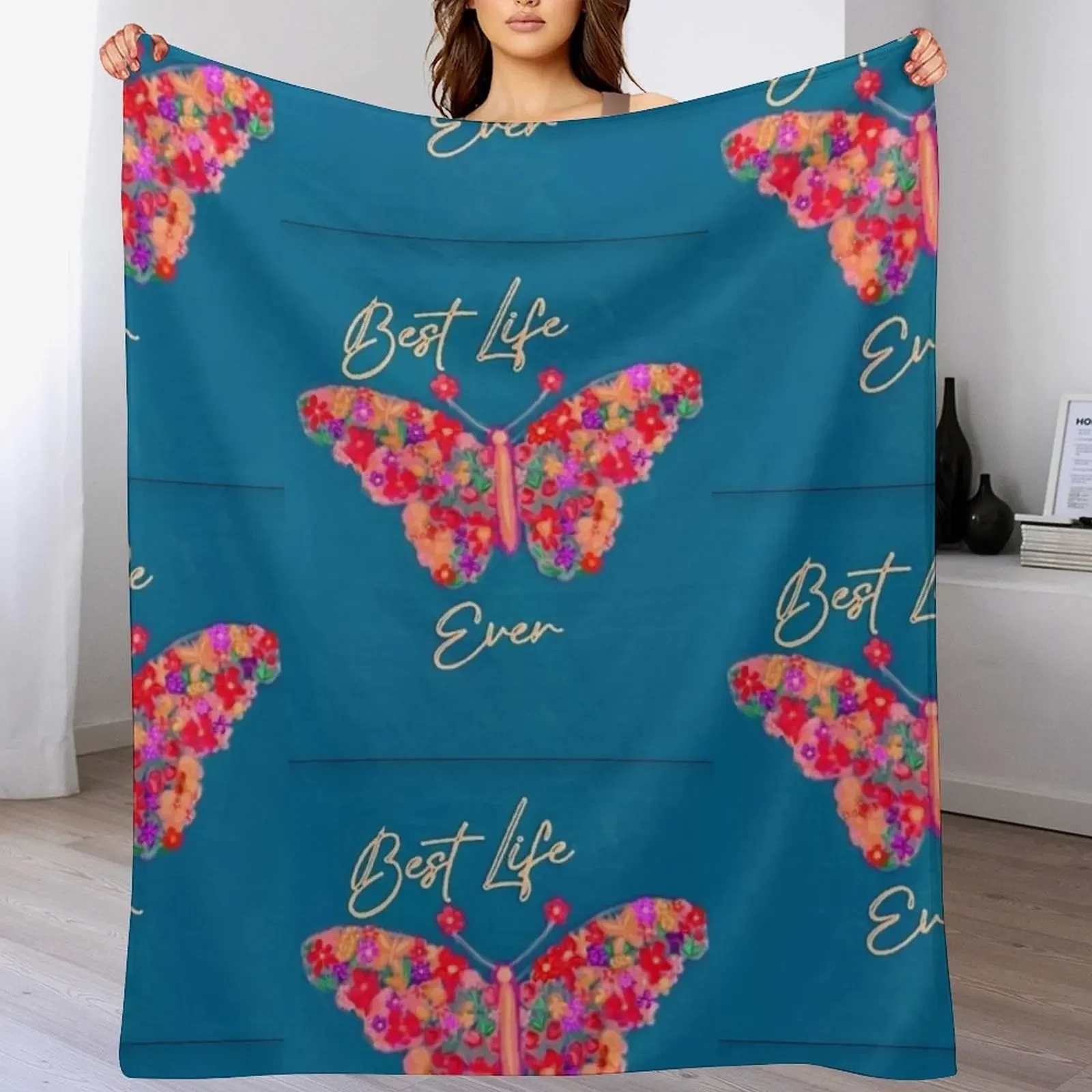 Best Life Bright Wildflower Butterfly Journal Etc. Throw Blanket for babies Thins Bed linens Blankets