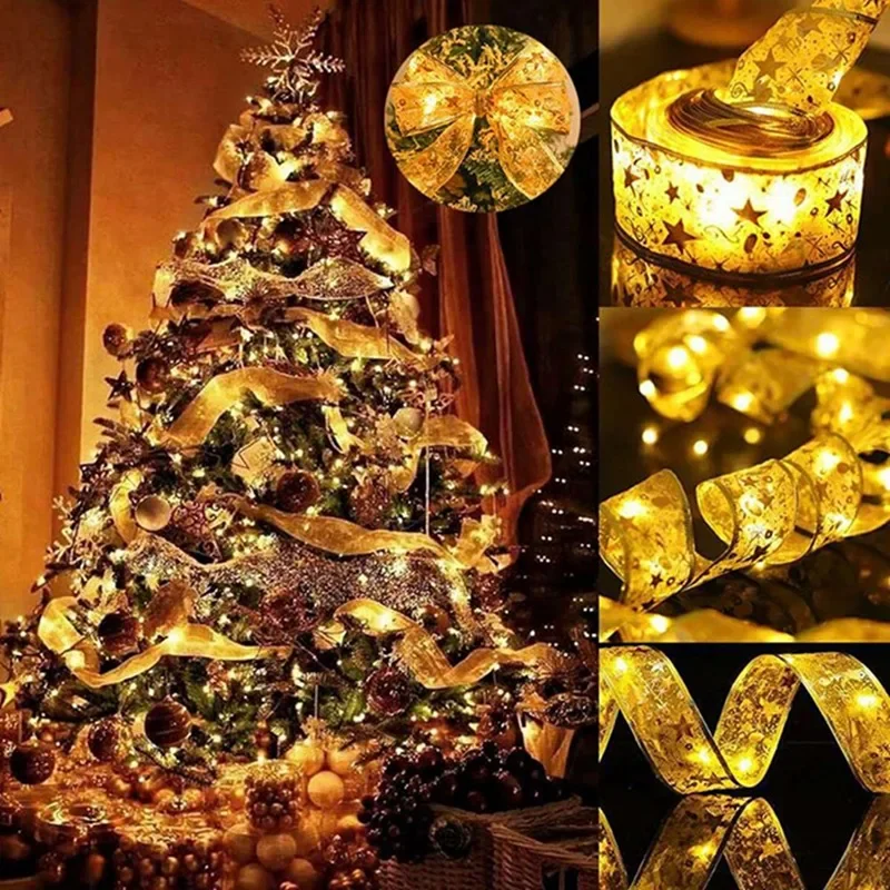 

1Pack Christmas Ribbon Lights 1/2/5/10M Mini Lights Copper Wire Fairy String Lights For Party Weddings Christmas Tree Decortion