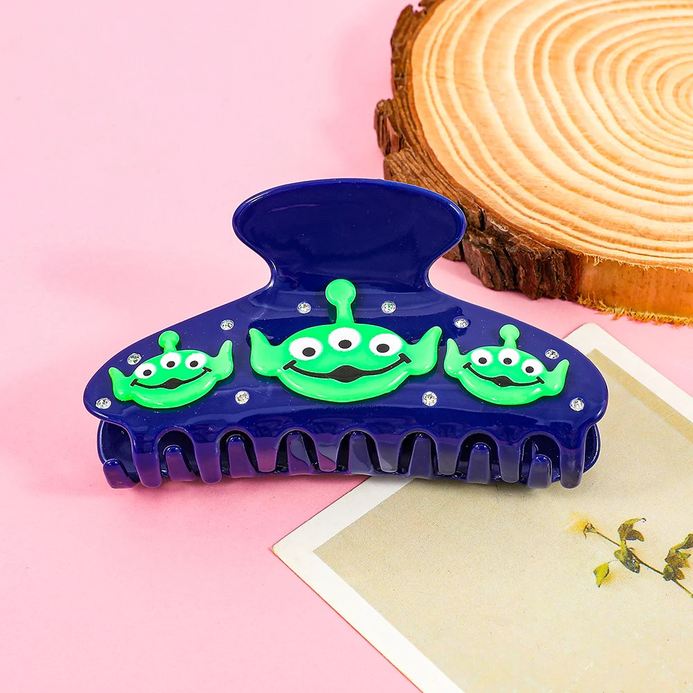 Pinza para el pelo de monstruo de tres ojos de Disney, pinza para el pelo decorada con diamantes con personalidad única para cola de caballo segura, regalo de cumpleaños