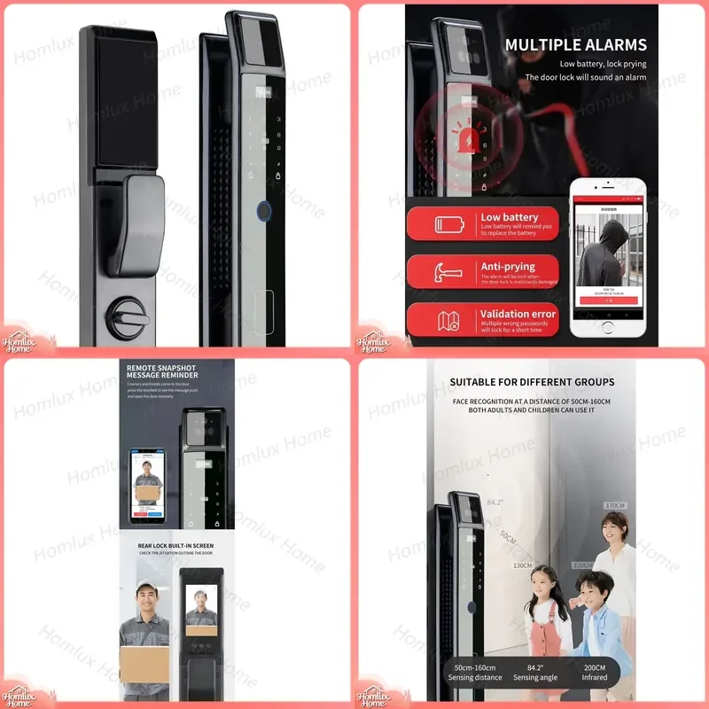 Smart Doorbell Camera with Automatic Fingerprint Lock 6068 Mortise Smart Lock Tuya Compatible 3D Facial Recognition Digital