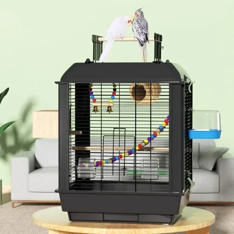

Balcony Black Bird Cage Travel Chinchilla Protective Breeding Box Parrot Bird Cage Carrier Jaula Para Hamster Home Decorative