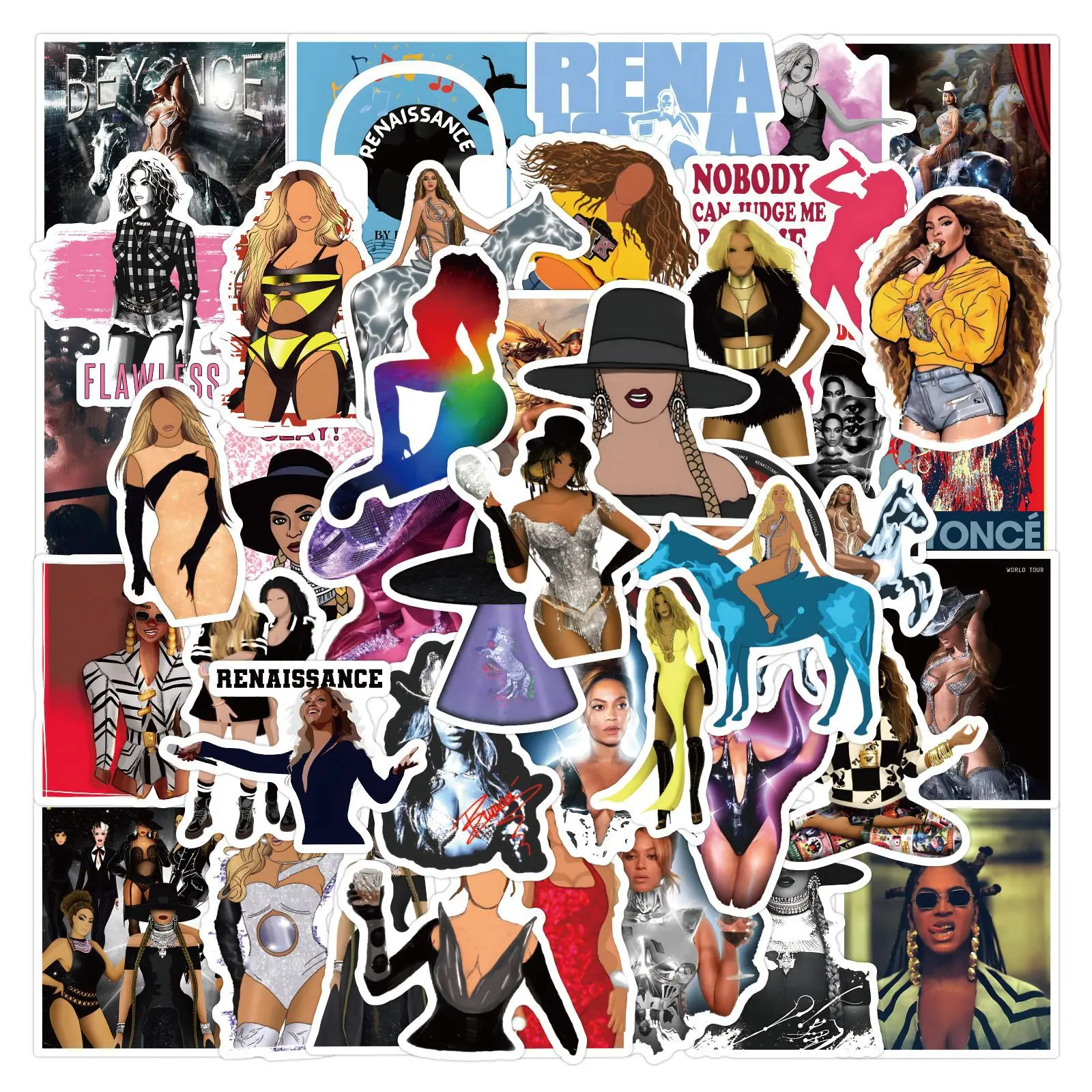 50PCS Cartoon Creativity Beyonce Sexy Personality Graffiti Sticker DIY Laptop Luggage Skateboard  Phone Decoration Sticker Toy