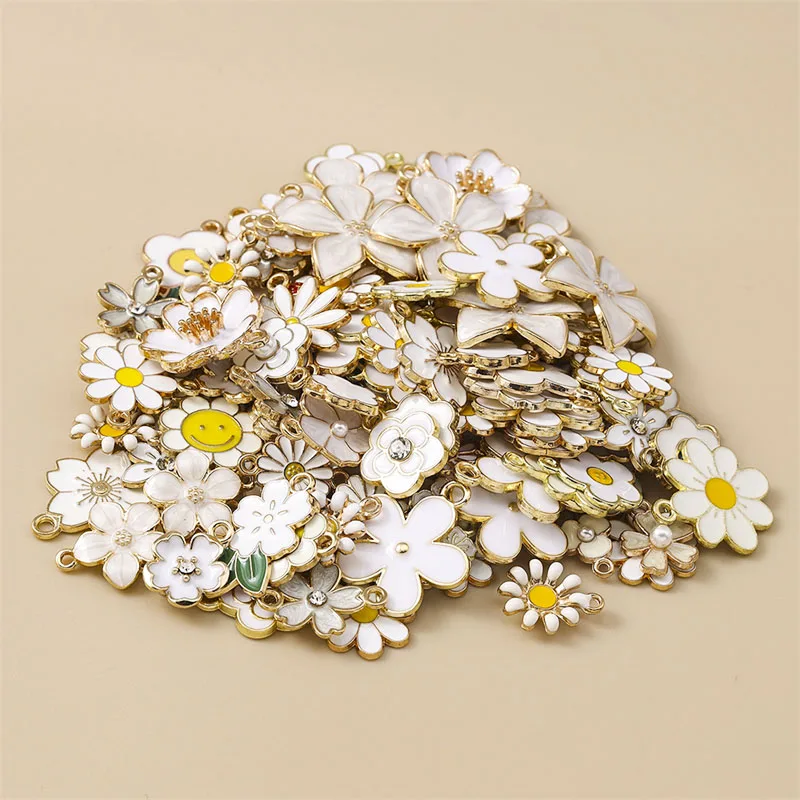 10/20 Stück Gemischte Zufällige Bunte Emaille-Blumen-Anhänger für Schmuckherstellung Ohrringe Halsketten Armbänder DIY Bastelbedarf – Detail 21