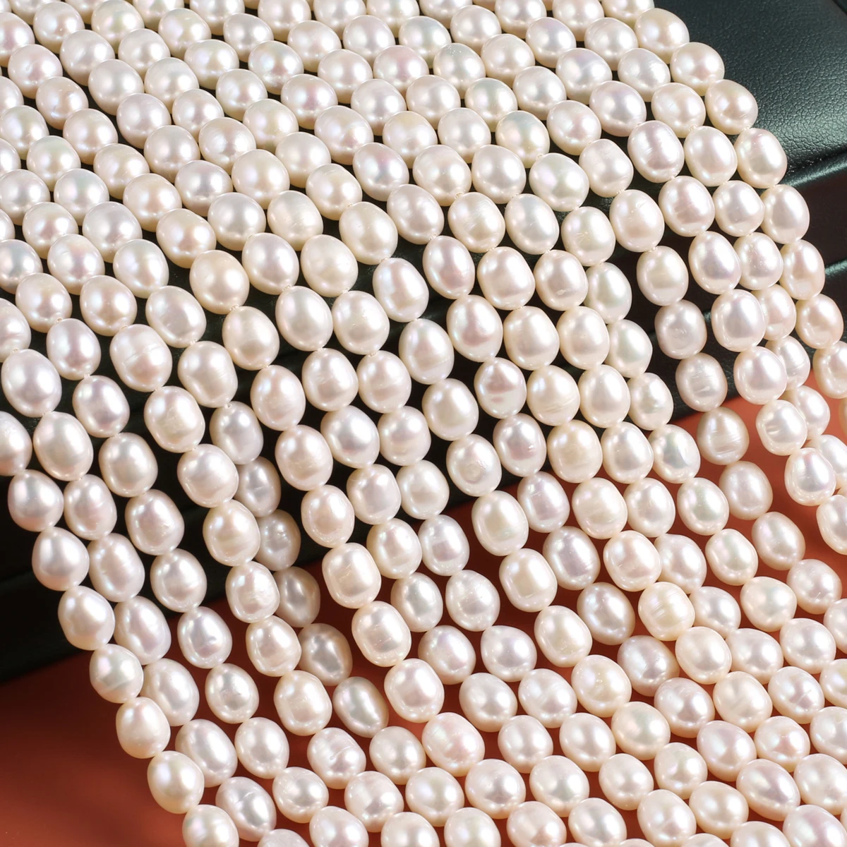 AAA 100% Natural Freshwater Pearl White Rice Shape Beads For Jewelry Making DIY Bracelet Necklace Accessories 6-7mm 36CM