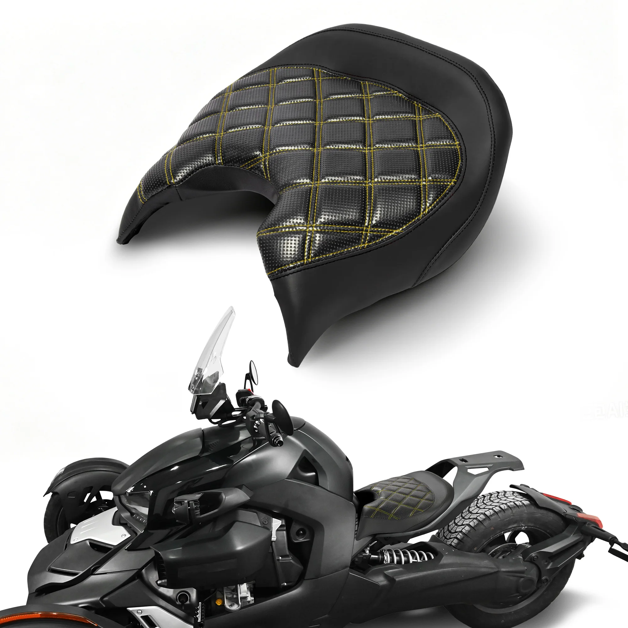 Upgrade Your Ride Cool Yellow Rhomboid Seat Cover for Can-Am Ryker (600/900/Sport/Rally) Ergonomic Comfort Cushion for Long Ride