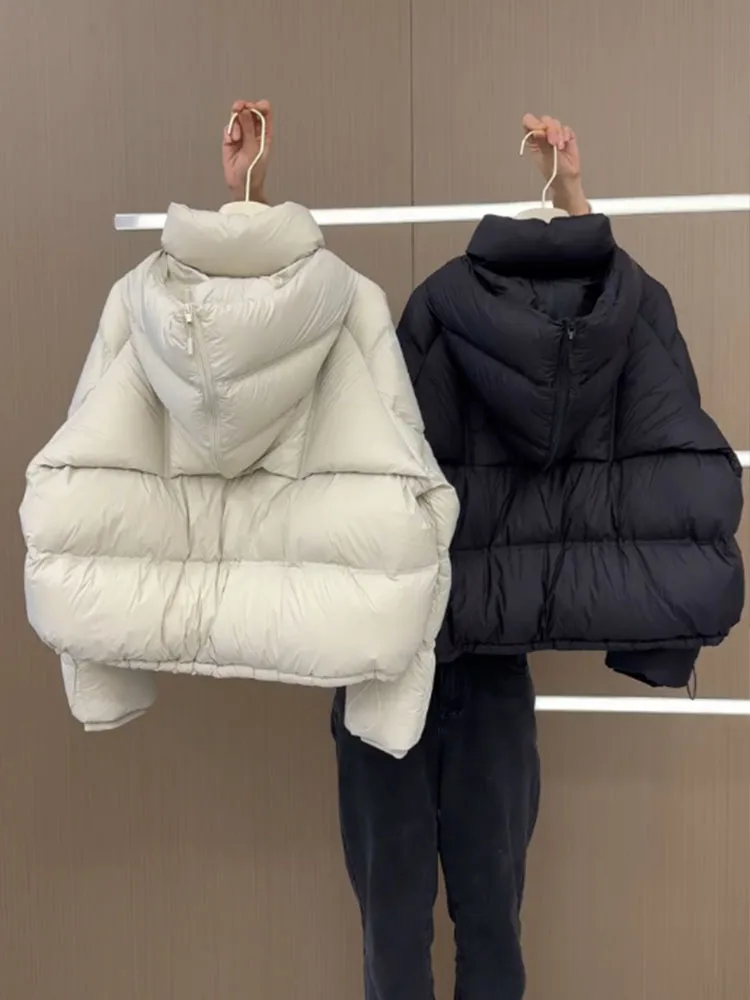 ユニークなオルトパファージャケット レディース 冬用 ティエンデッドブレッド スレ アウターウェア 韓国版 ストレートカット ホワイト ダウン入り