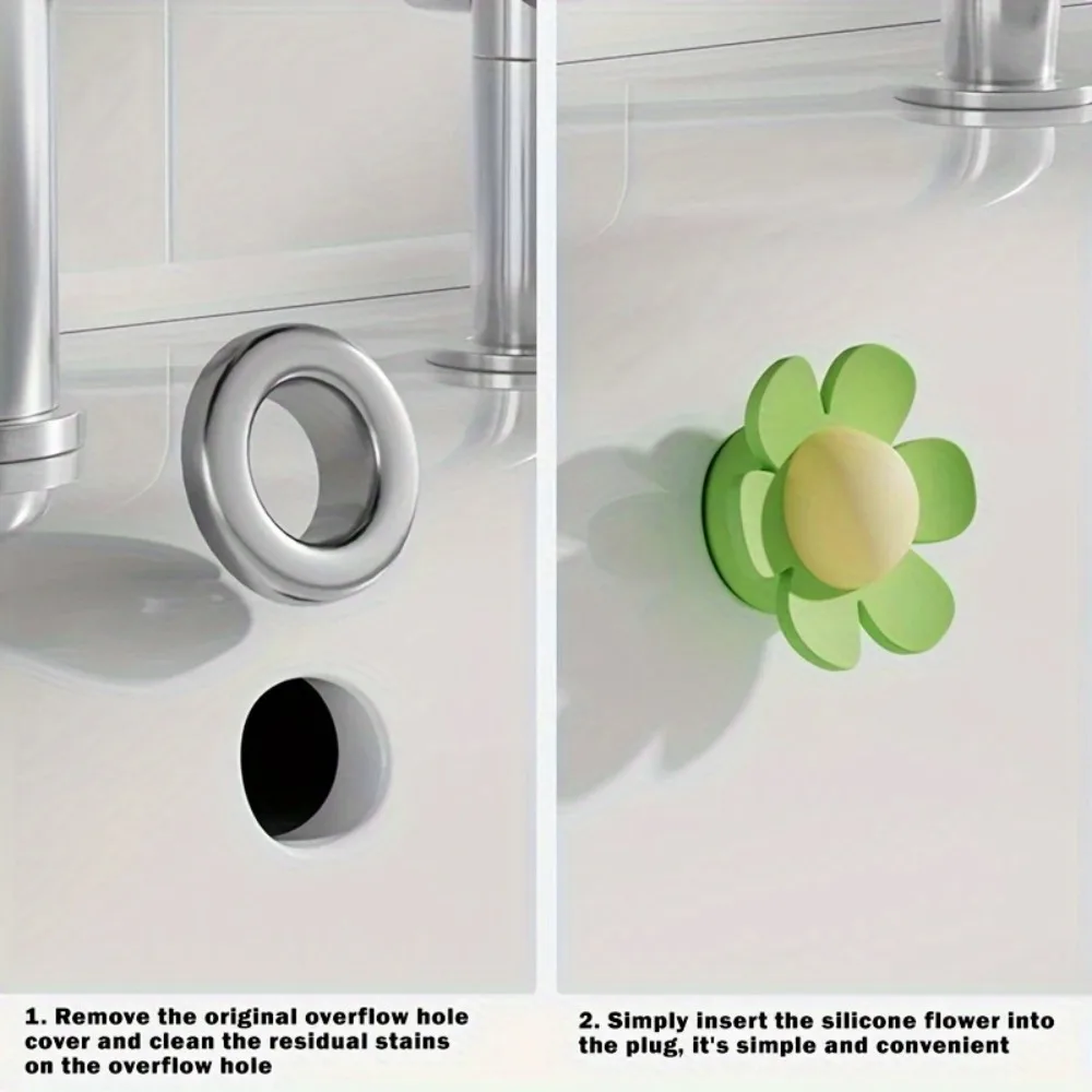 2PCS Bathroom Sink Drain Stoppers Durable Bathtub Washbasin Leakproof Covers Flower Design Odor Proof Seal Sink Accessories