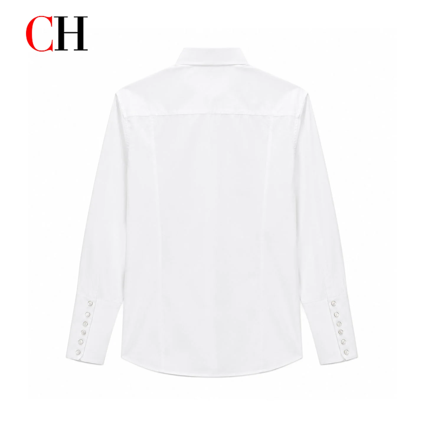 CH Women's White Stand Collar Shirt Long Sleeve Pleated Front Slim Fit Office Blouse Elegant Business Workwear Top image 5