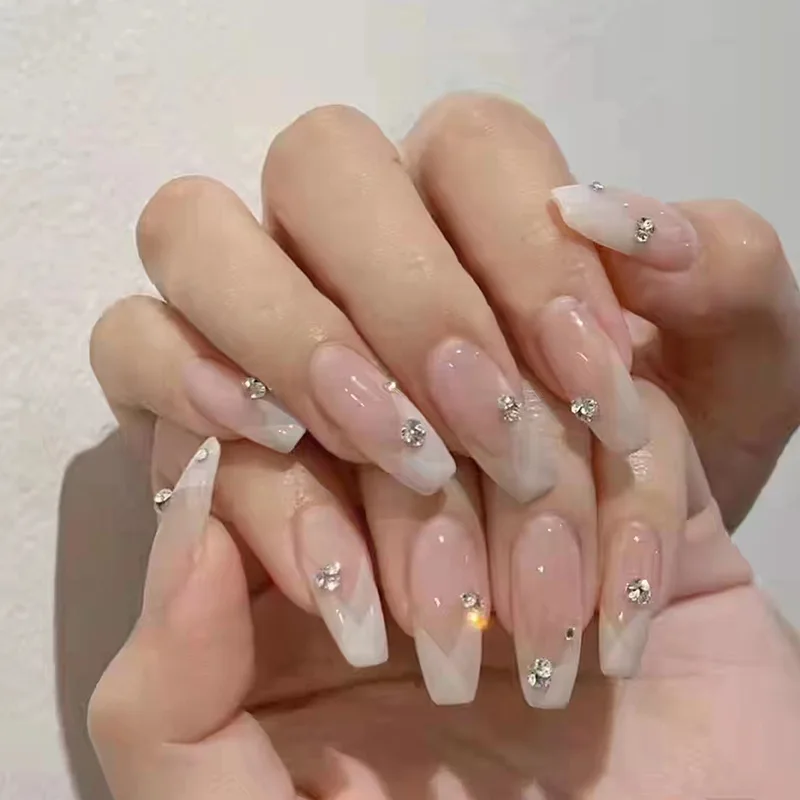 

Wear Armor Display Skin-White Ghost Fashion Pile New Nail Beauty Finished Product Removable Wearable Nail Sticker Nail