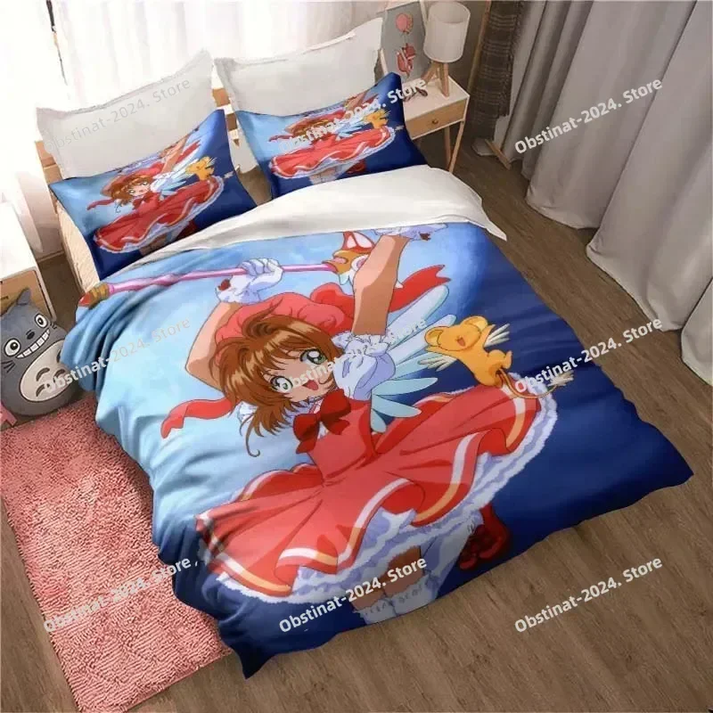 3D Anime Cardcaptor Sakura Bedding Set Printed Bed Set With Pillowcase Bed Duvet Cover Soft Single Double Queen Super King Size