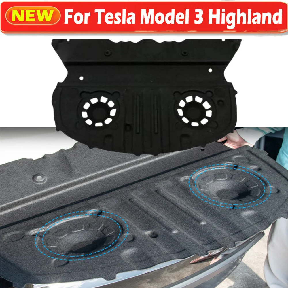 

For Tesla Model 3 Highland 2024 Rear Trunk Soundproof Mats, Soundproof Mats Noise Reduction Sound Deadening Protective Pad