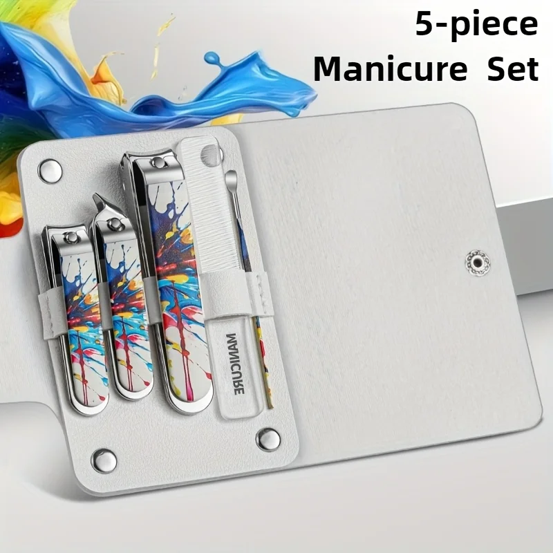 新しい爪切りセット、飛散防止設計、ポータブルステンレス鋼爪切り、美容用ナノネイルファイル、マニキュアツール