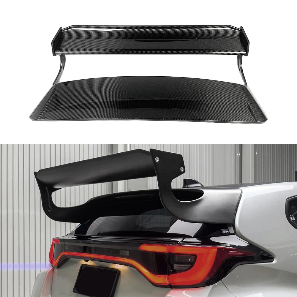 For GR YARIS GXPA16 FG Type Glossy Carbon Fiber Rear Wing Roof Spoiler Body Kit Easy Replacement Installation