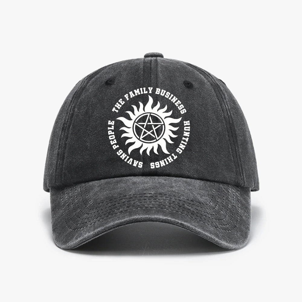 The Family Business Hunting Things Saving PeopleSupernatural Print Baseball Cap Adjustable Washed cowboy hat for Men