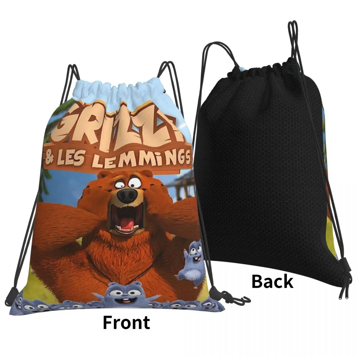 Animation Grizzy And The Lemmings Cartoon Anime Backpacks Portable Drawstring Bags Shoes Bag Book Bags for Man Woman Students