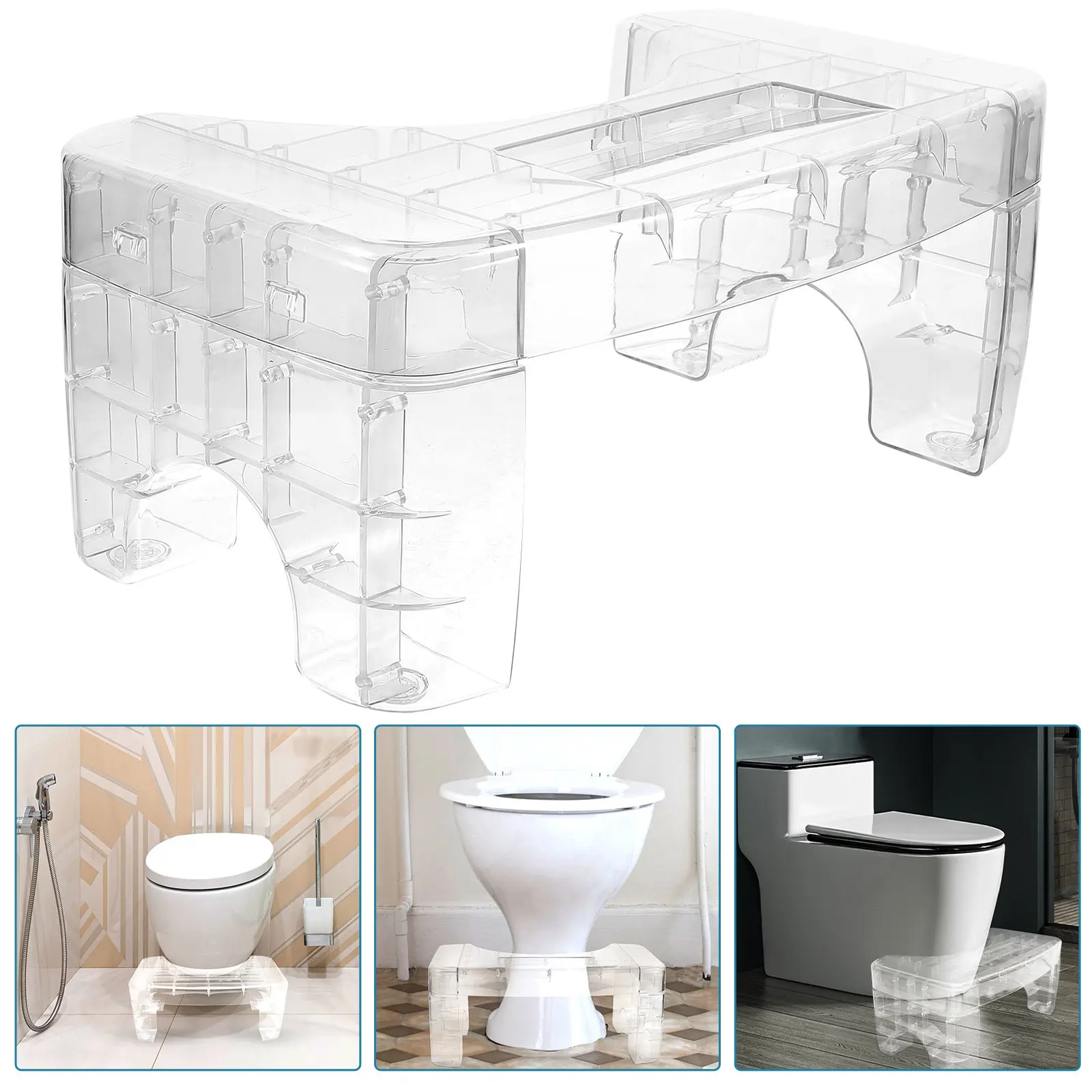 Squatting Foot Stool for Toilet – Compact Non-Slip Bathroom Footstool, Durable Home Toilet Stool