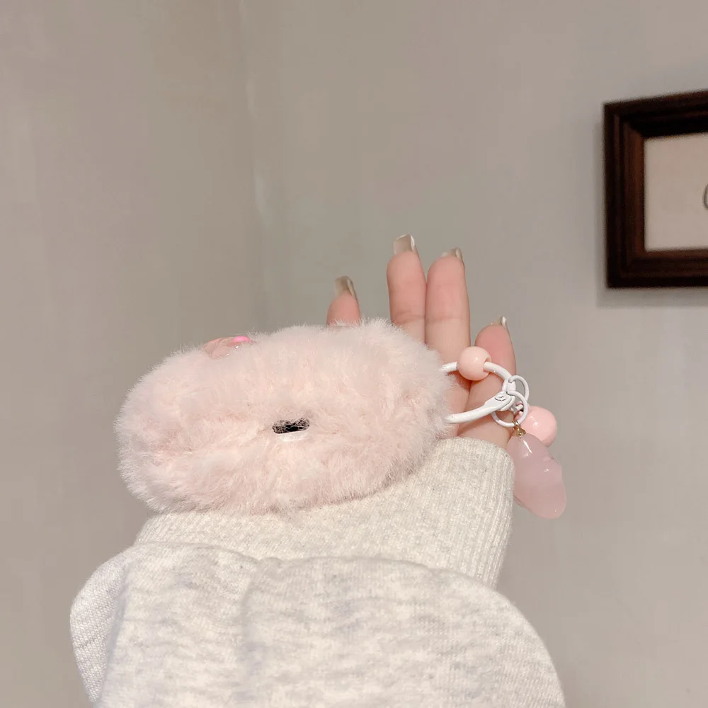 الوردي القطيفة DIY لطيف القط الحب القلب لينة واقية ل Airpods 1 2 3 4 Pro 2 سماعة لاسلكية تعمل بالبلوتوث سماعة غطاء المفاتيح