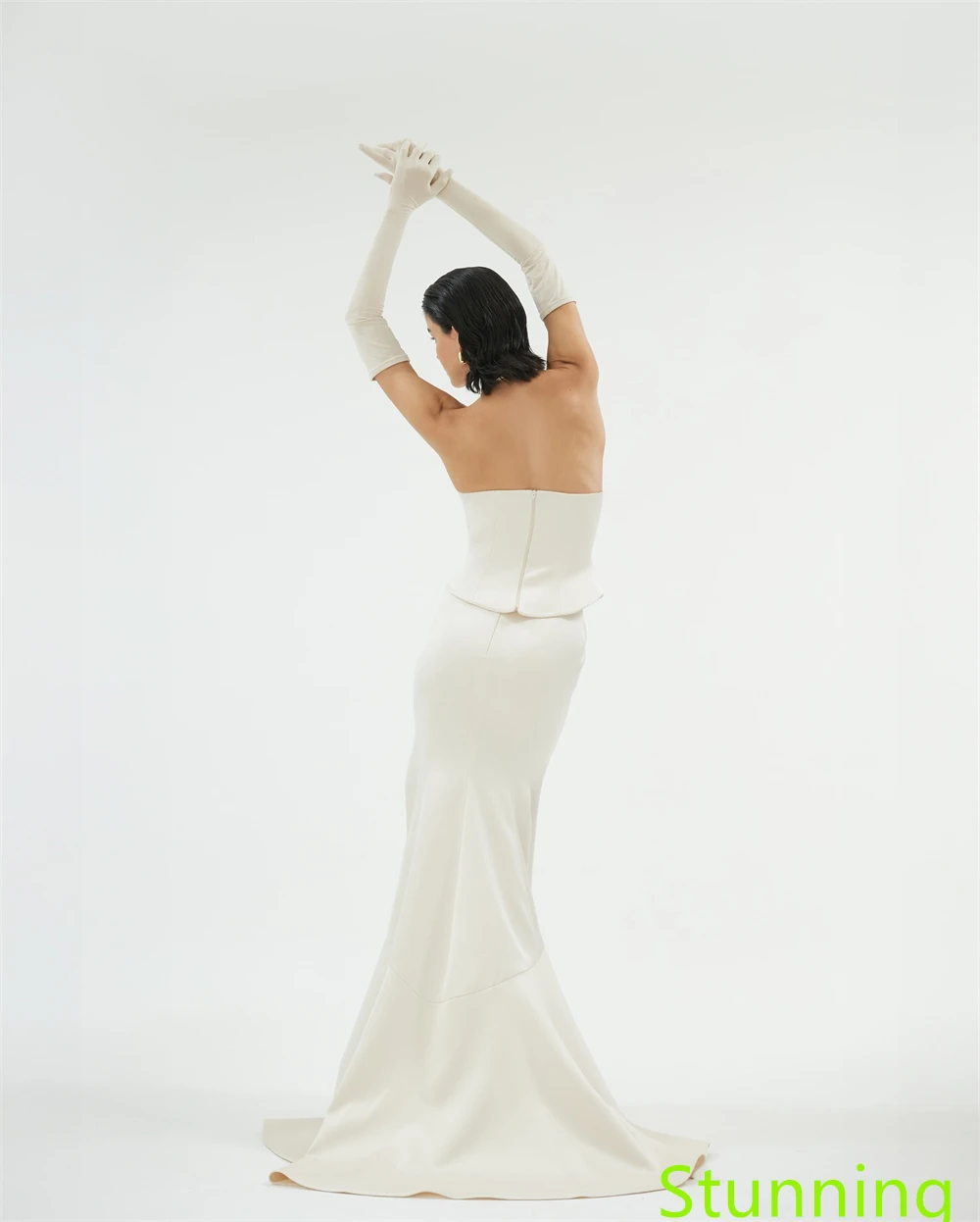 Abito da sera in jersey bianco grazioso personalizzato Abito da homecoming senza maniche senza spalline Abiti per occasioni speciali Cerniera posteriore morbida