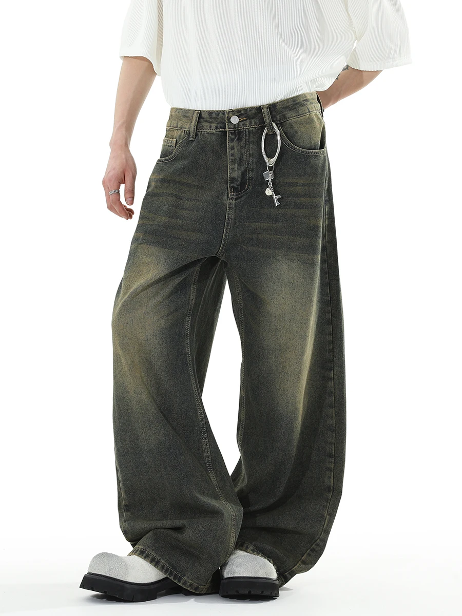 BLRY American Sle Cleanfit فضفاض واسع الساق الجينز الرجال الرجعية العصرية خمر جينز غير رسمي الشباب ular السراويل الطويلة