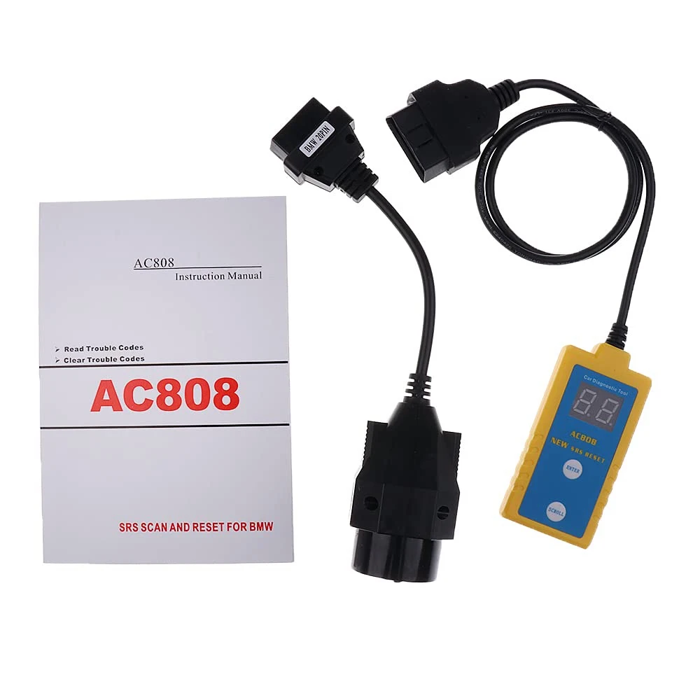 AC808 SRS Air-bag Reset Tool Diagnostic Scanner for BMW 1994 - 2003 Read Clear Fault Code Easy Use E36 E46 E34 E38 E39 Z3 Z4 X5