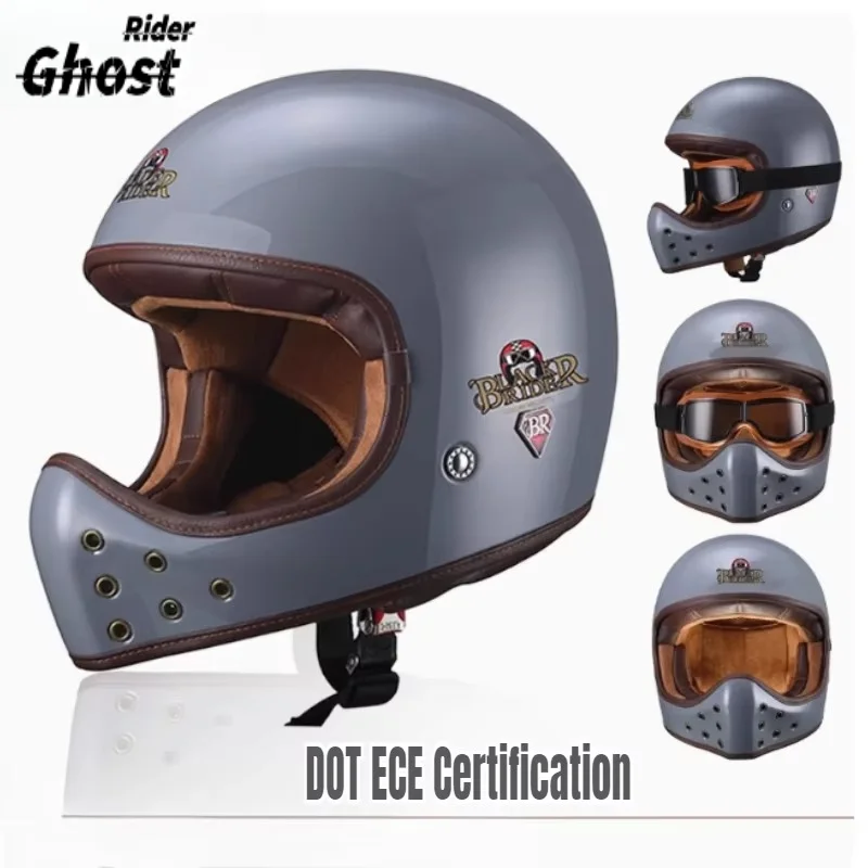 DOT ECE BR Japanese Pointed Mouth Small Helmet Personalized Helmet Retro Motorcycle Full Cover Fiberglass All Year Round