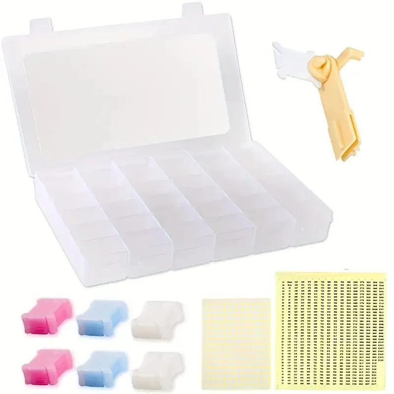 Multiple Colors Plastic Bobbins and Bobbin Winder Set Spool Thread Card Embroidery Floss DIY Stitch Thread Organizer Sewing Tool